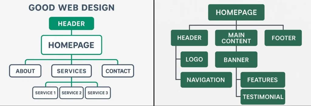 How a good vs bad web design looks