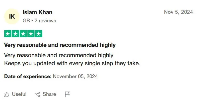 review from our trusted client at TrustPilot